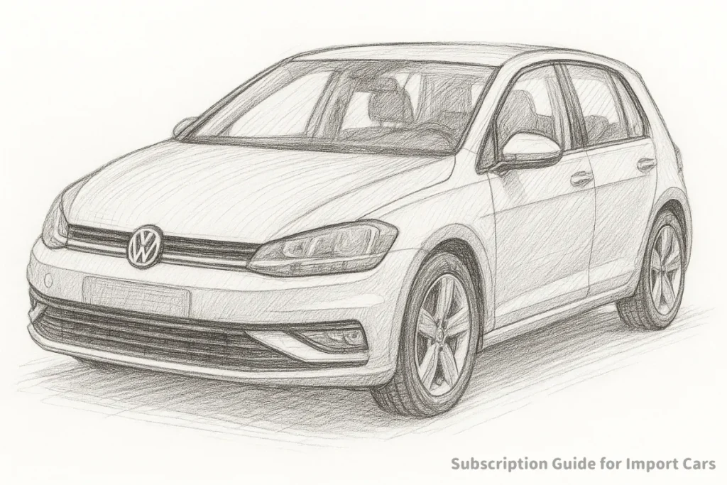 フォルクスワーゲン・ポロ風のデッサンイラスト