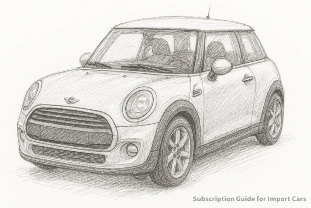 ミニクーパー風のデッサンイラスト